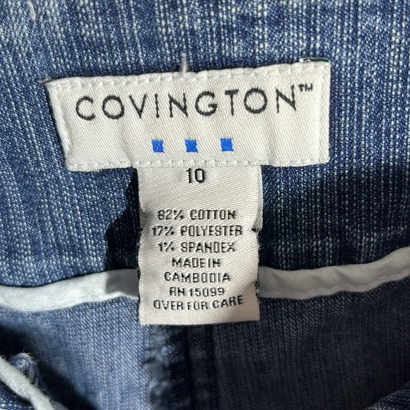 Covington Stone Washed Jean Midi Skirt Stretch Size 10 - Picture 4 of 4